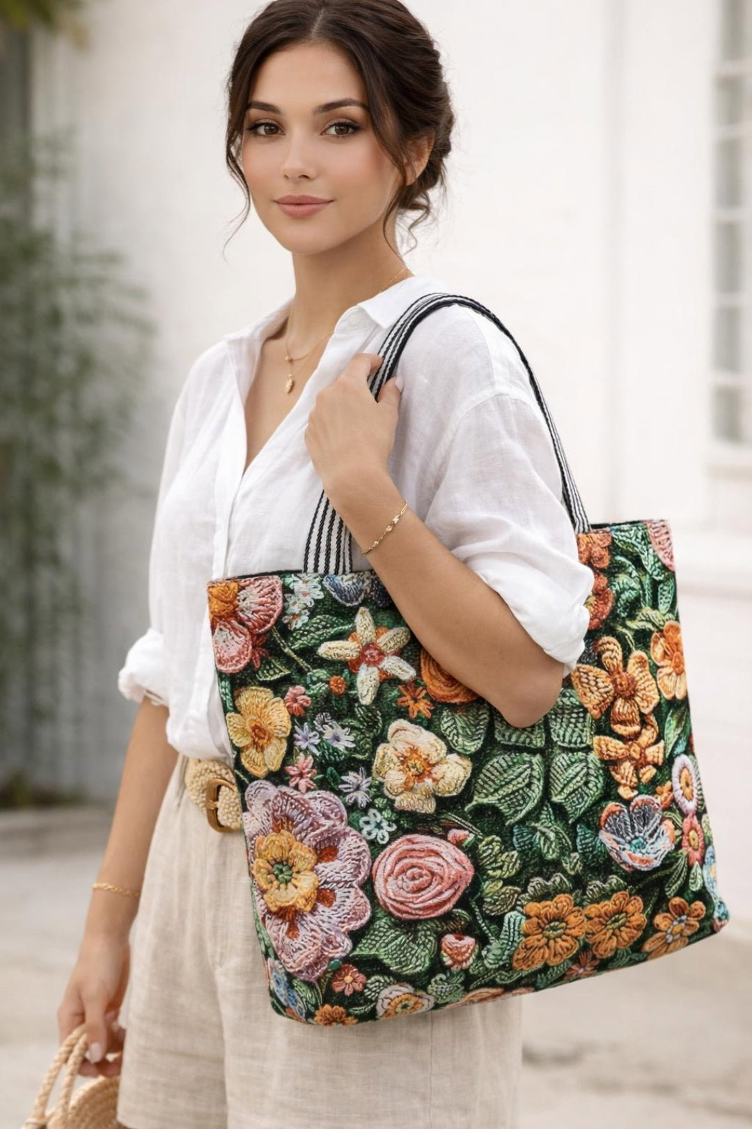 Multi Floral Canvas Tote Bag, Image 1 of 3