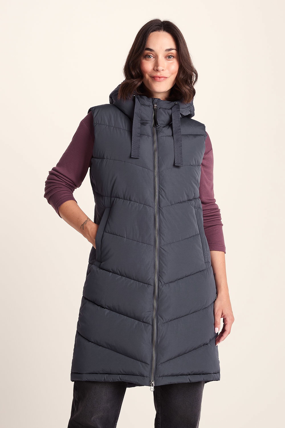 Blue Ranskill Long Insulated Gilet, Image 1 of 6