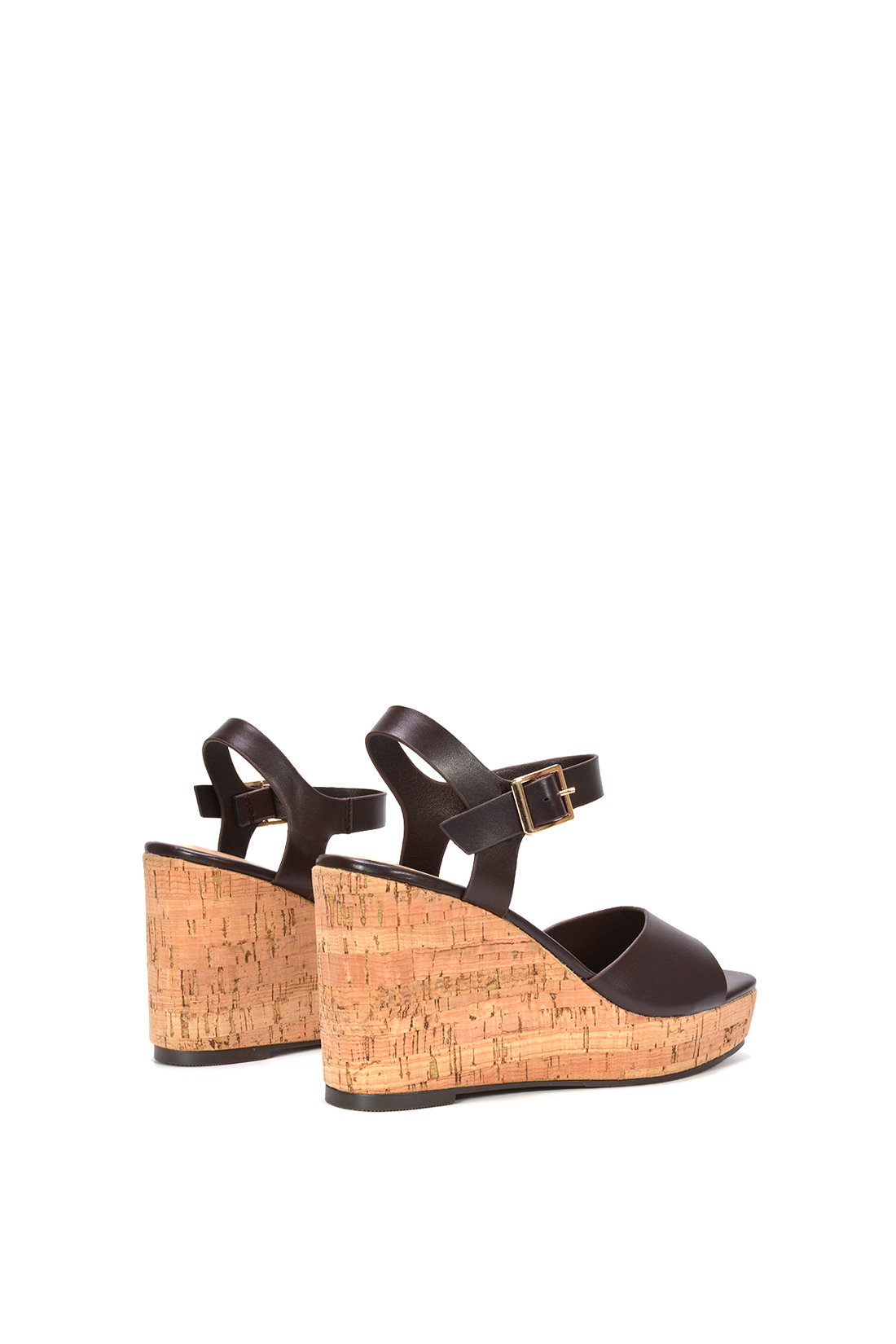 Brown 'Seraphina' Cork Platform Wedge Heel Sandals With Ankle Strap, Image 4 of 6