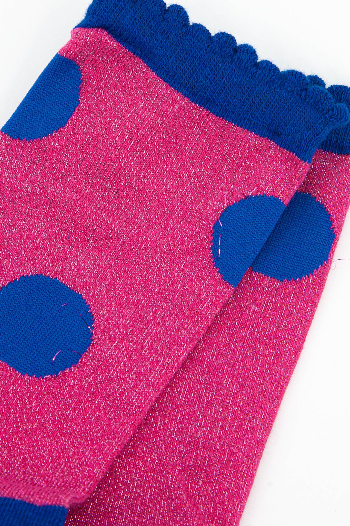 Pink Sock Talk Pink Large Polka Dot Glitter Socks, Image 2 of 2