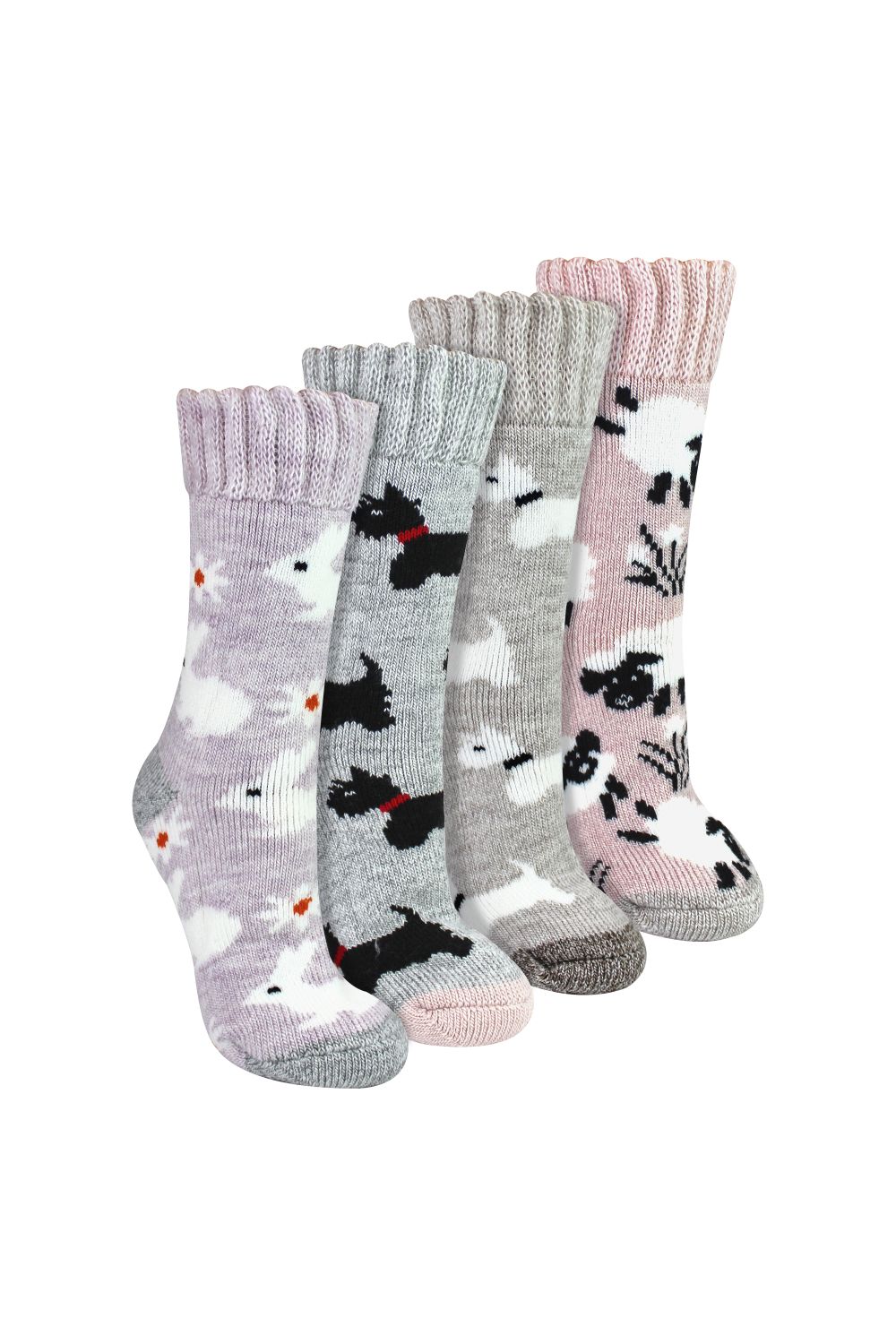 Multi 4 Pairs Ladies Thick Warm Bed Socks, Image 1 of 2