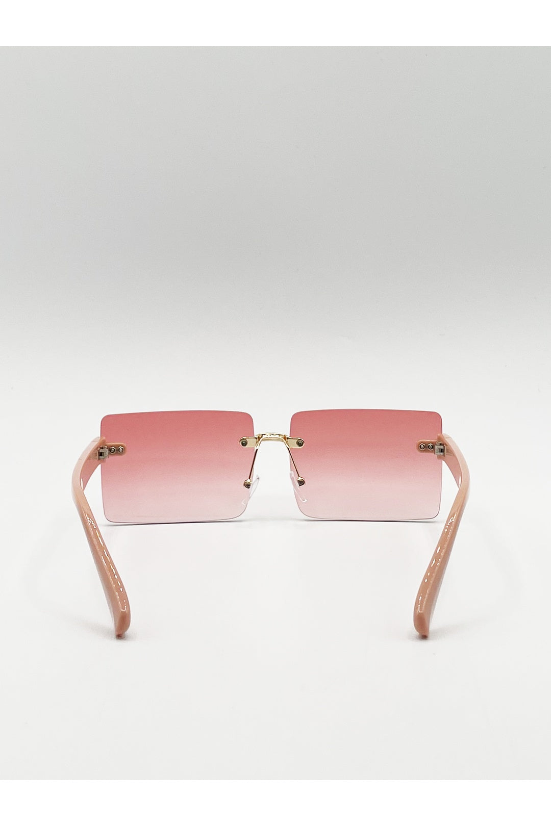 Pink SVNX Pink Square Rimless Sunglasses with Ombre Lens, Image 4 of 5