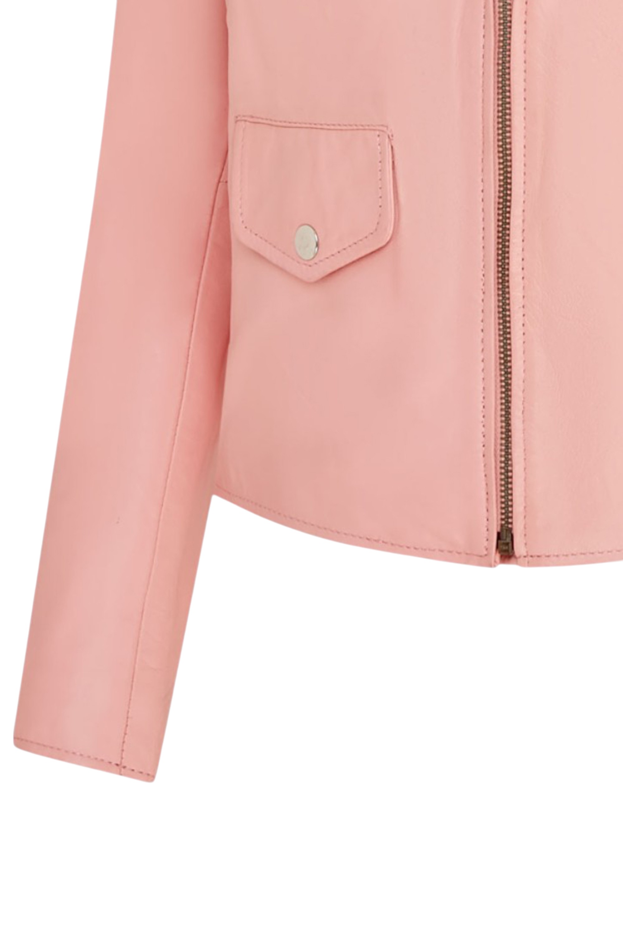 Light Pink Infinity Leather Light Pink Classic Brando Biker Leather Jacket, Image 7 of 8