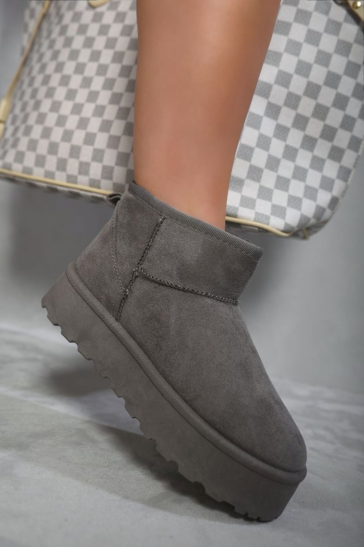 Grey iKrush Grey Jazlyn Faux Fur Lined Ankle Platform Mini Boots, Image 5 of 8