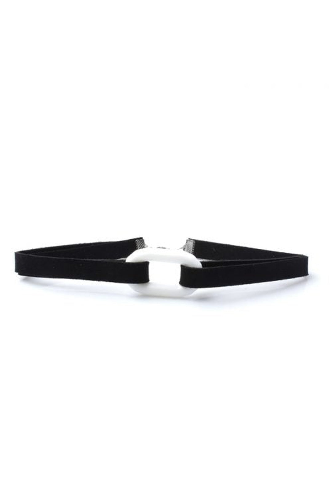 White SVNX White Black Faux Suede Choker Necklace With White Plastic Charm, Image 2 of 4