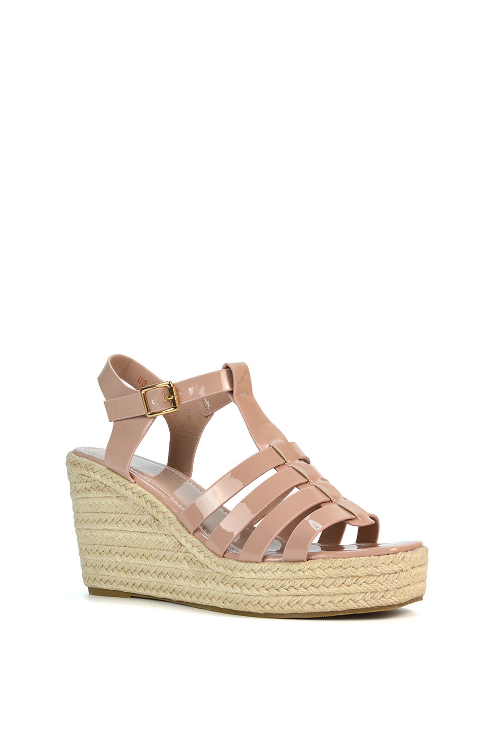 Beige 'Remi' Wedge Heel Platform Espadrille Square Toe Sandals, Image 2 of 5