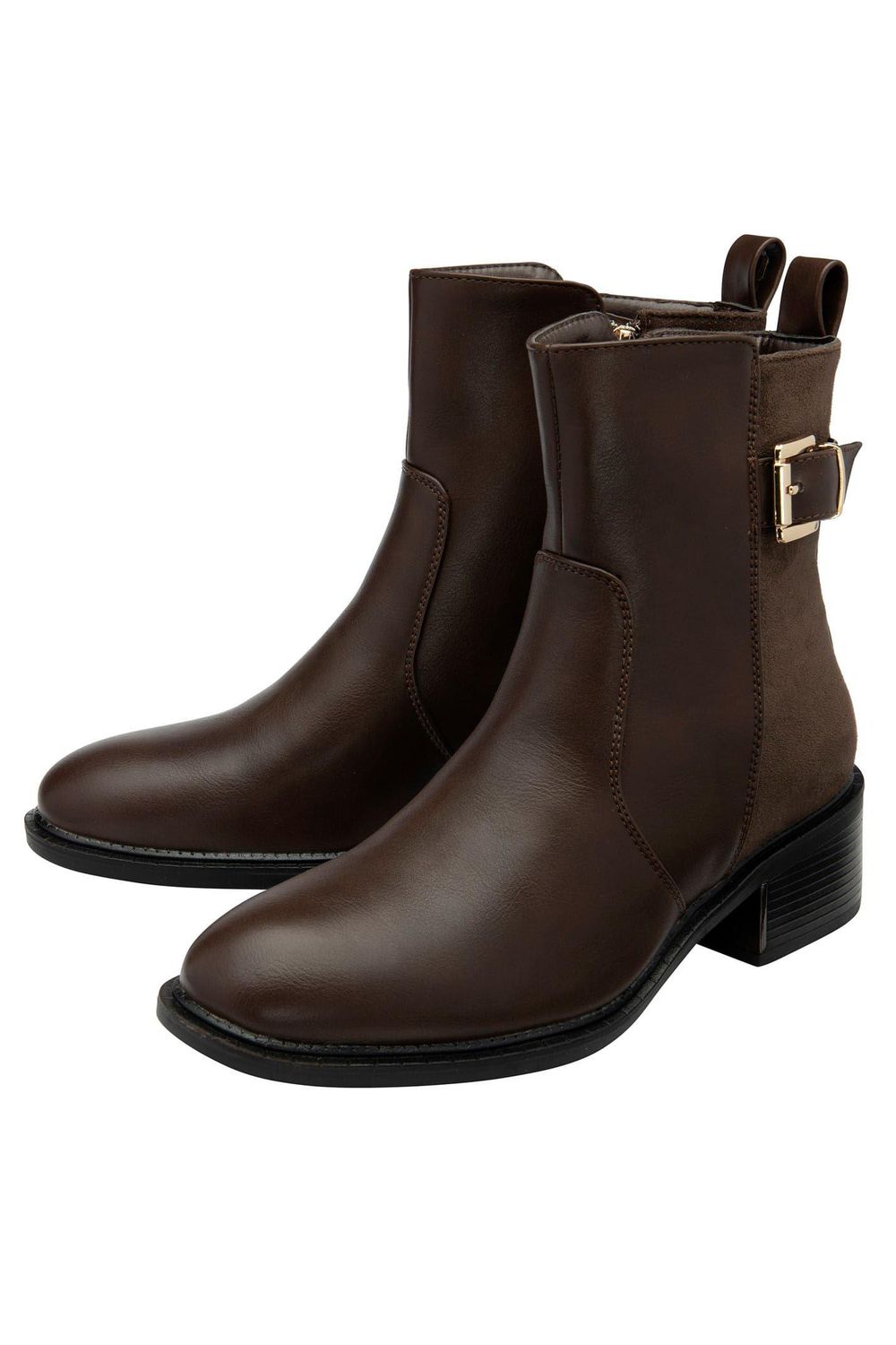 Brown Alannah Leather Block Heel Ankle Boots, Image 3 of 3