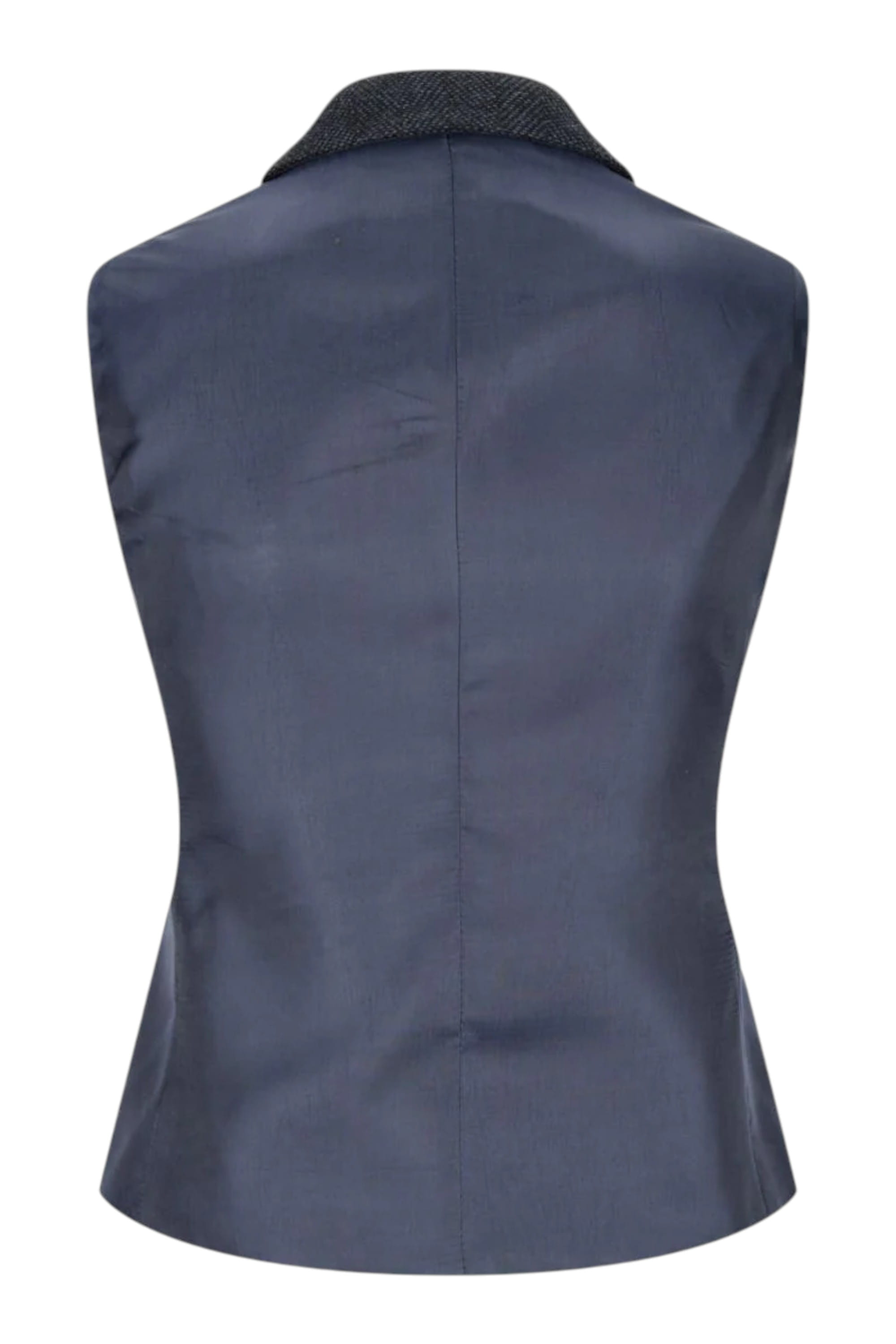 Navy Blue Infinity Leather Navy Blue Tweed 1920s Herringbone Navy Waistcoat, Image 5 of 6