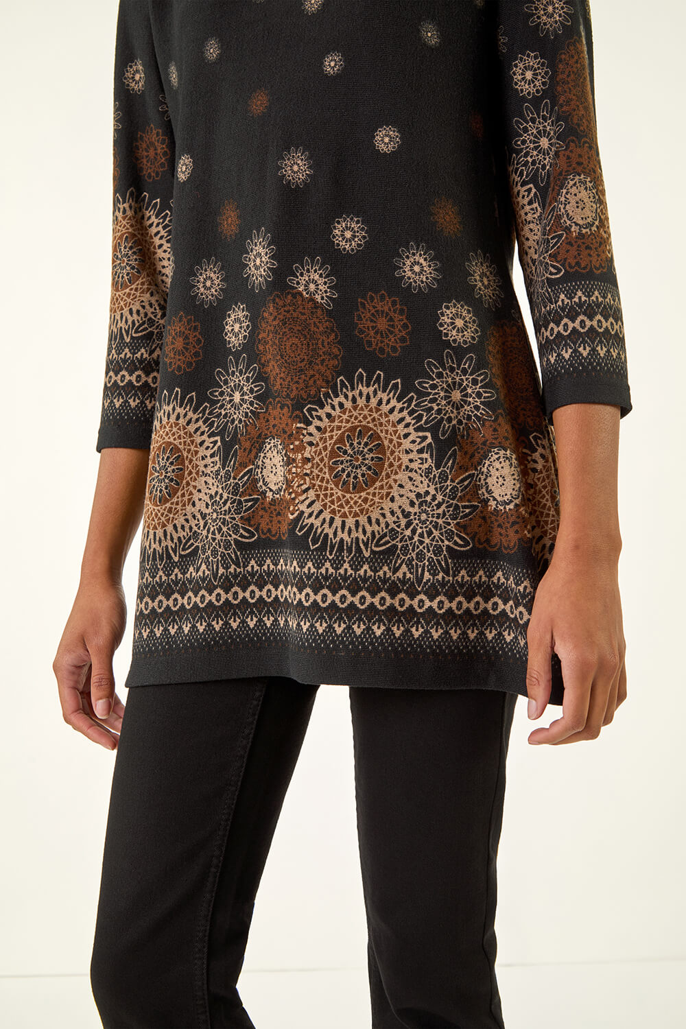 Black Sunflower Printed Tunic Top, Image 6 of 5