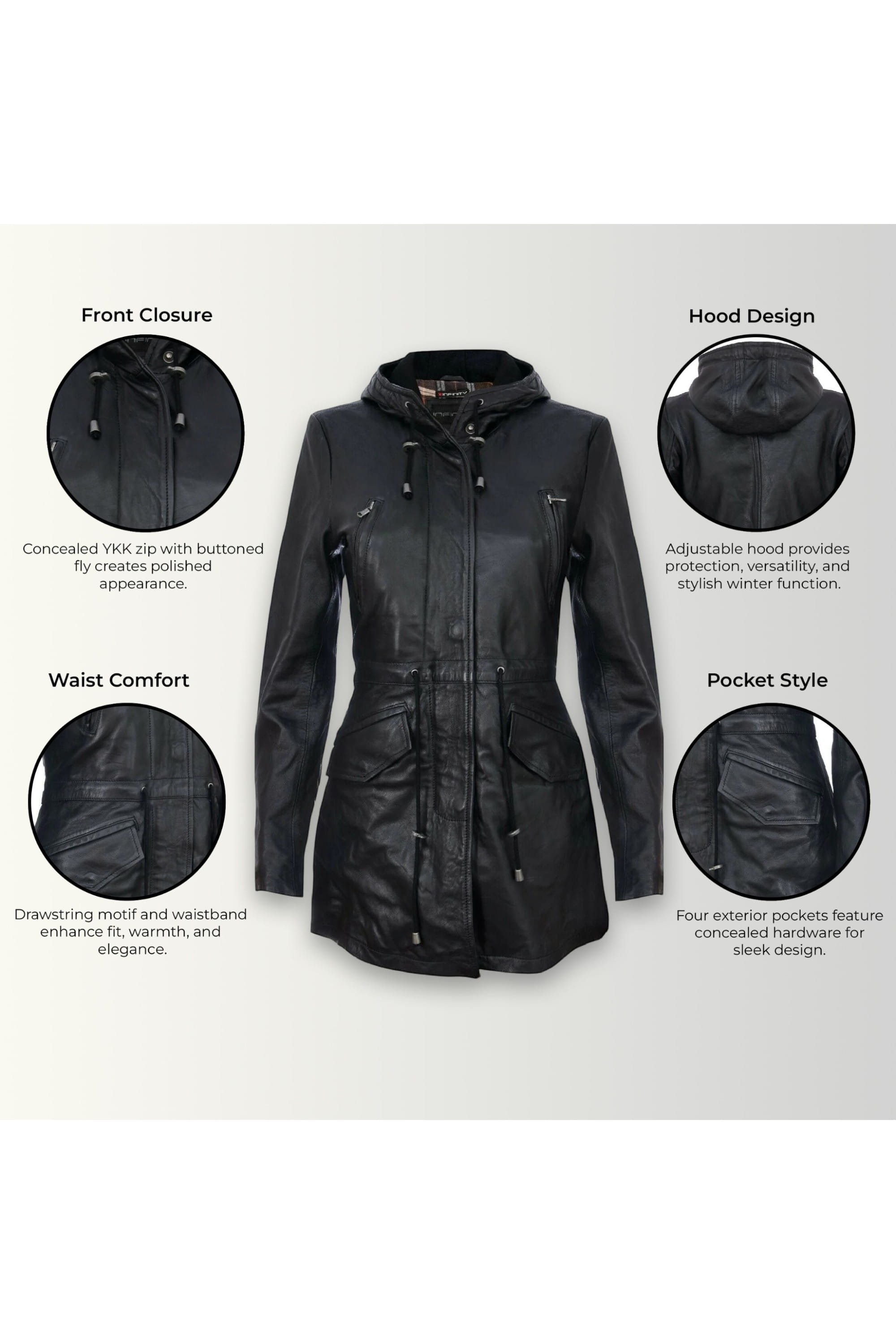 Black Hooded Parka Jacket-Oakengates, Image 3 of 5