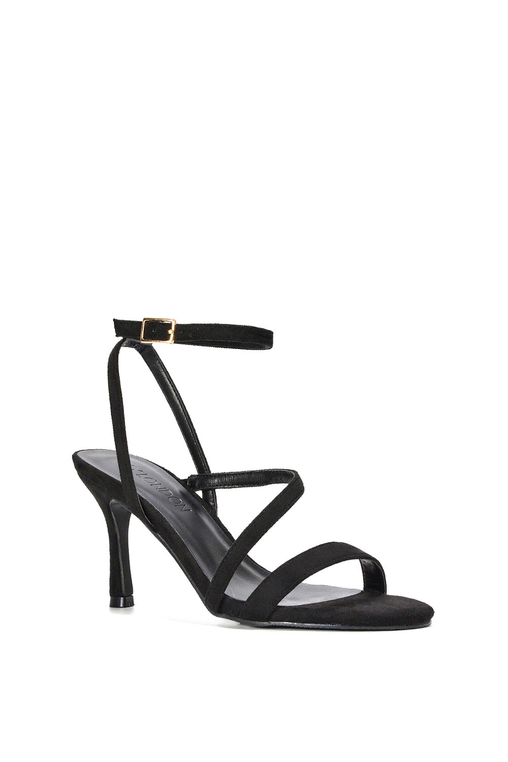 Black XY LONDON Black 'Sherry'' Strappy Barely There Stilettos Heel Shoes, Image 2 of 5