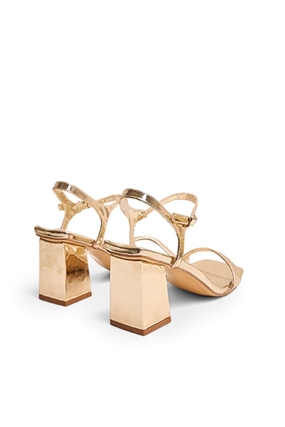 Gold Maryse Gold Pu Barely There Mid Block Heels, Image 3 of 4