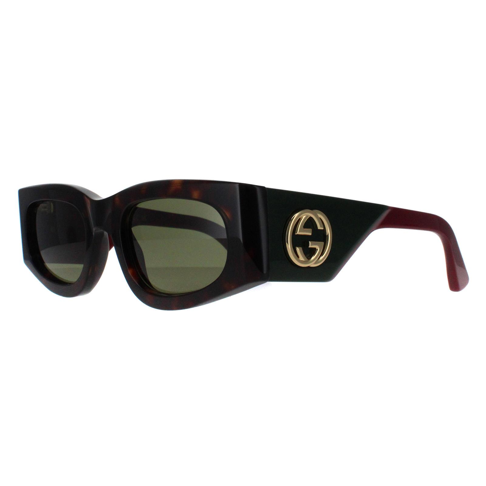 Brown Rectangle Havana with Green and Red Green GG1664S, Image 2 of 4