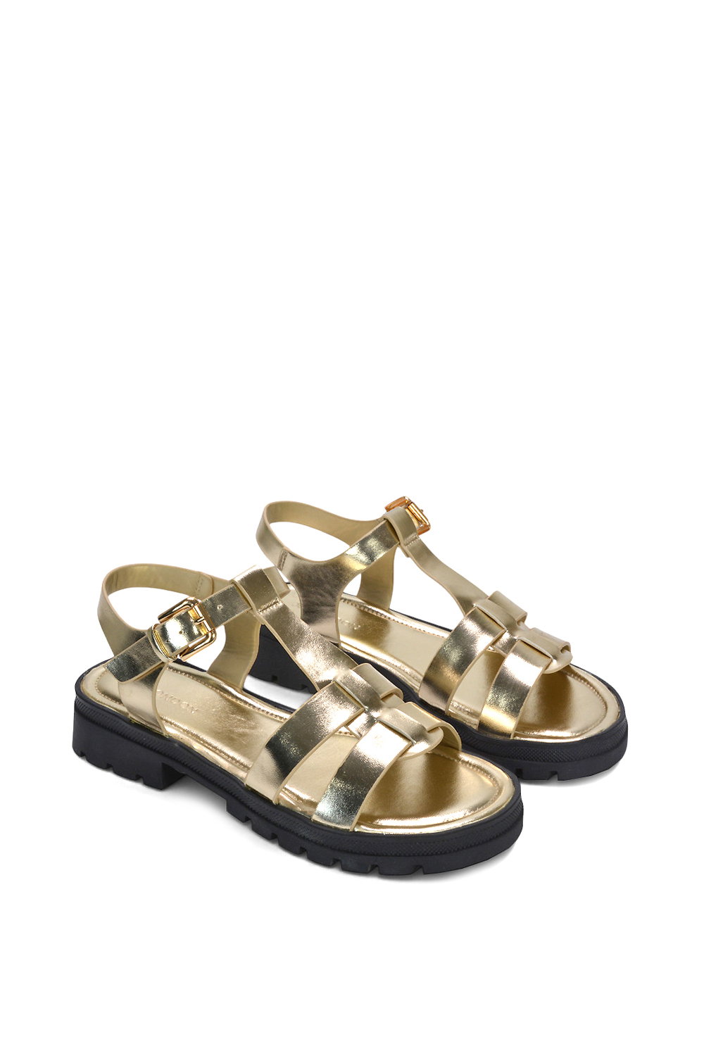Gold XY LONDON Gold 'Maddison' Chunky Gladiator Sandals With Ankle Strap, Image 5 of 6