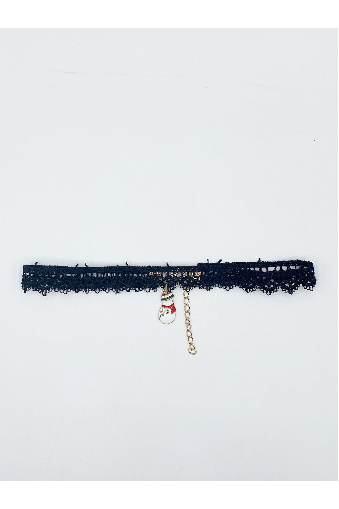 White SVNX White Corded Lace Scallop Effect Choker With Snowman Pendant, Image 2 of 3