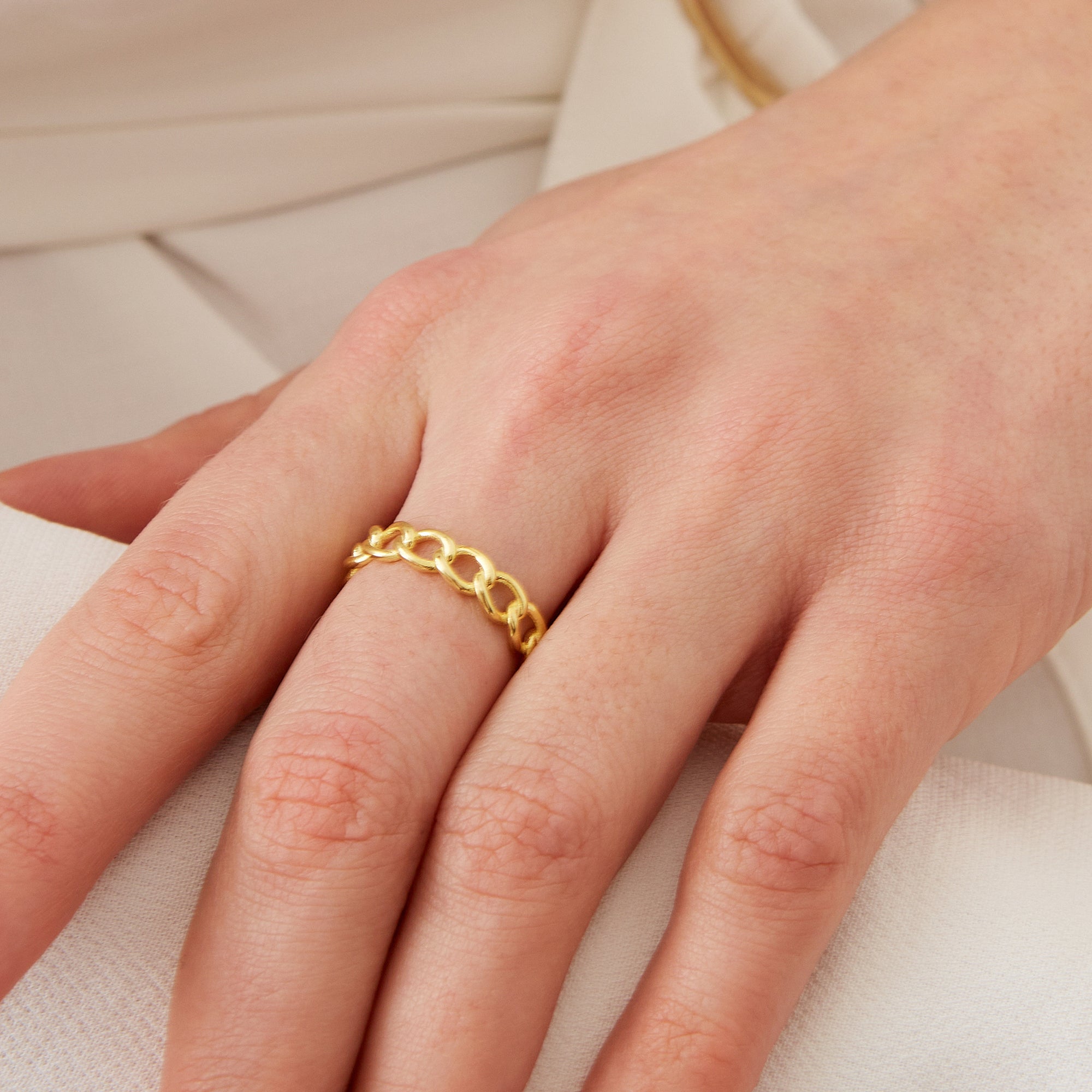 Gold Spero Gold Sterling Silver Chain Ring, Image 3 of 5