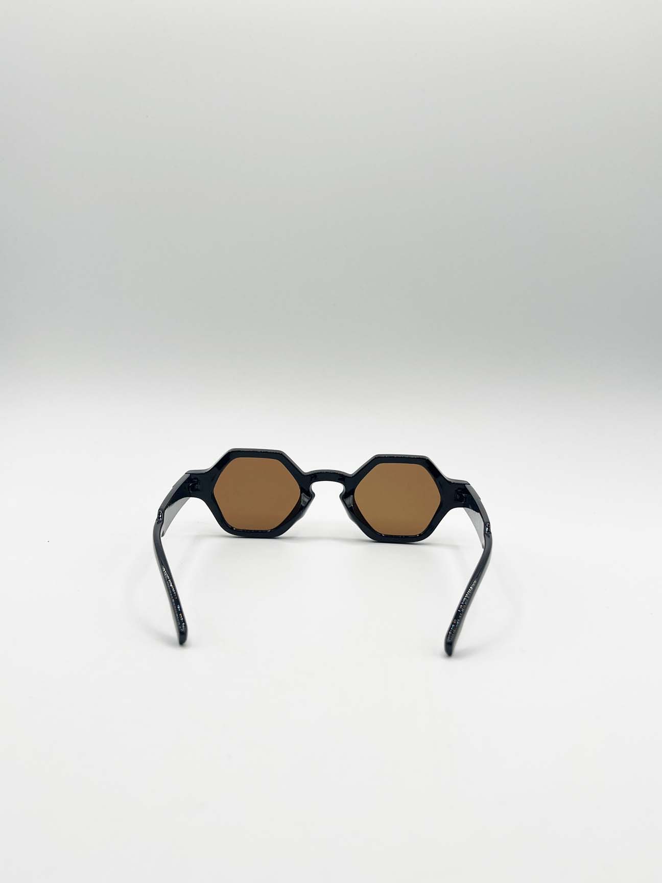 Black Round Hexagon Sunglasses, Image 6 of 6