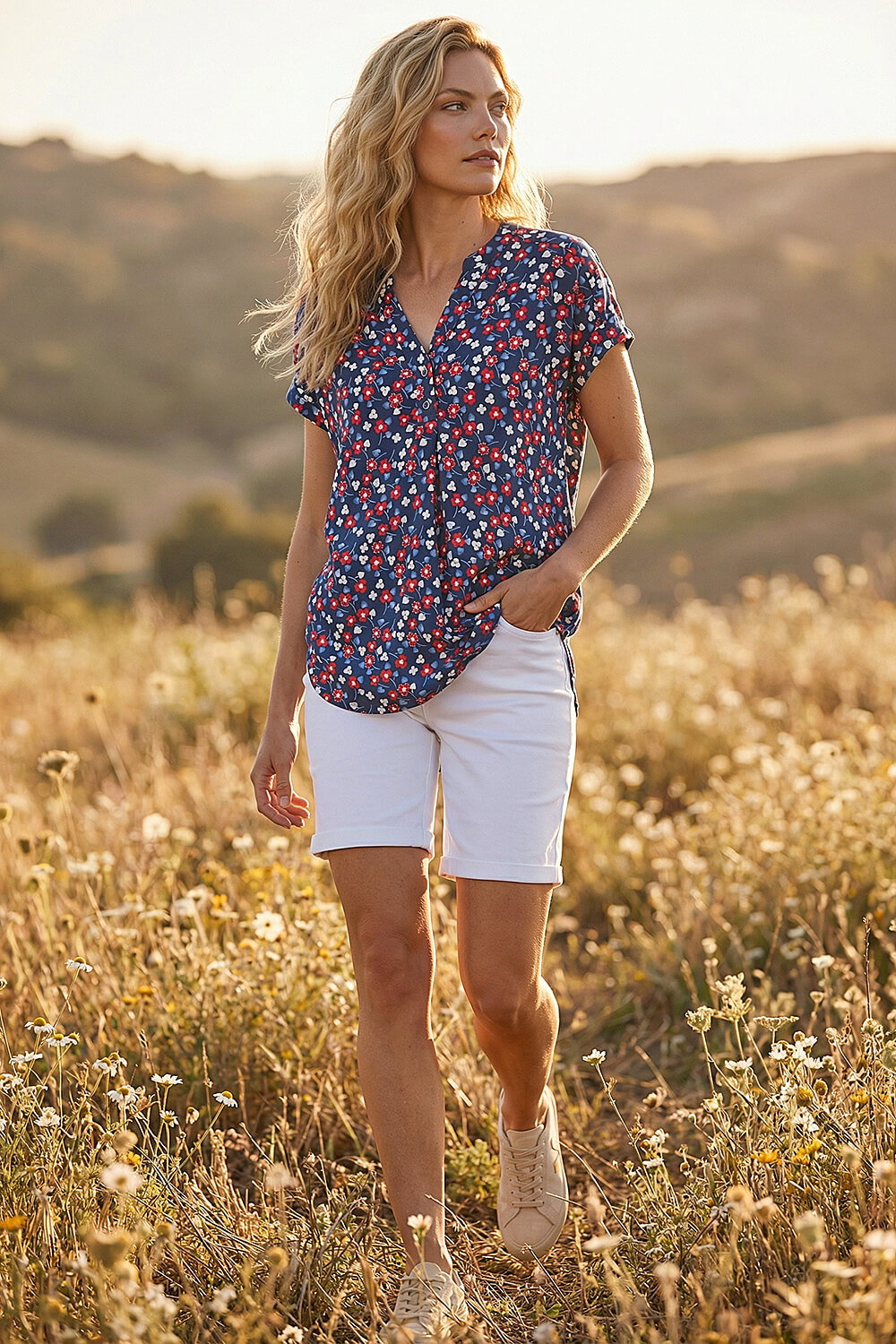 Red Floral Puff Print Textured Shirt, Image 3 of 4