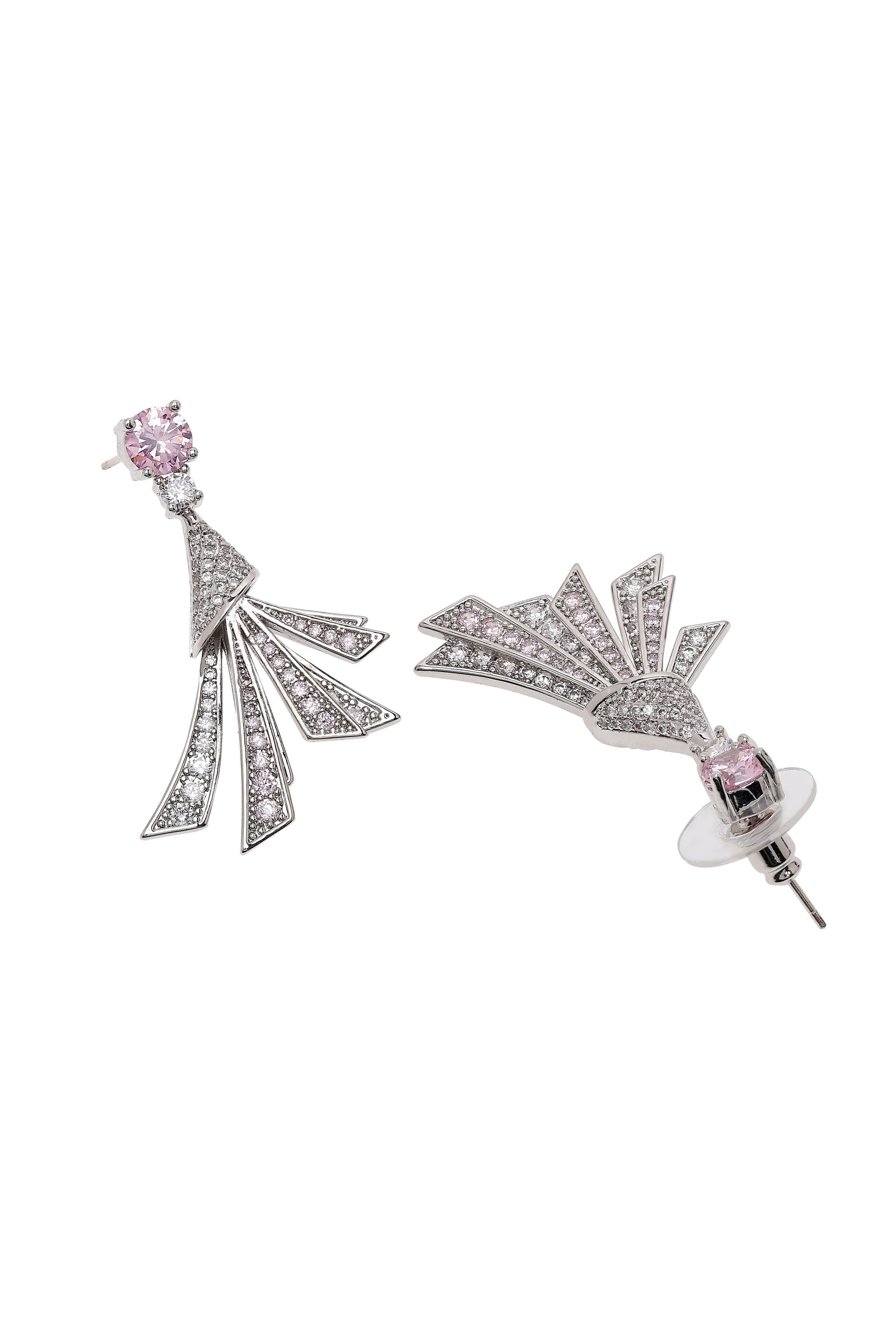 Light Pink Feather shaped Drop Earrings, Image 3 of 4