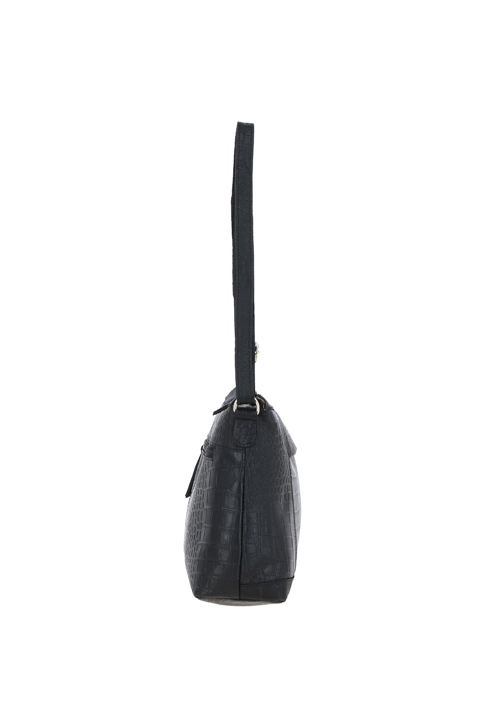 Black 'Carlotta' Croc Print Real Leather Shoulder Bag, Image 5 of 5