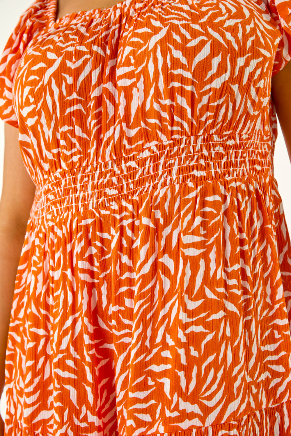 ORANGE Curve Shirred Printed Dress, Image 6 of 5