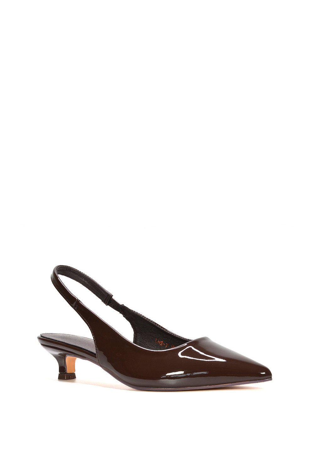 Brown XY LONDON Brown 'Jenny' Pointed Toe Low Kitten Heel Slingback Pumps, Image 2 of 6