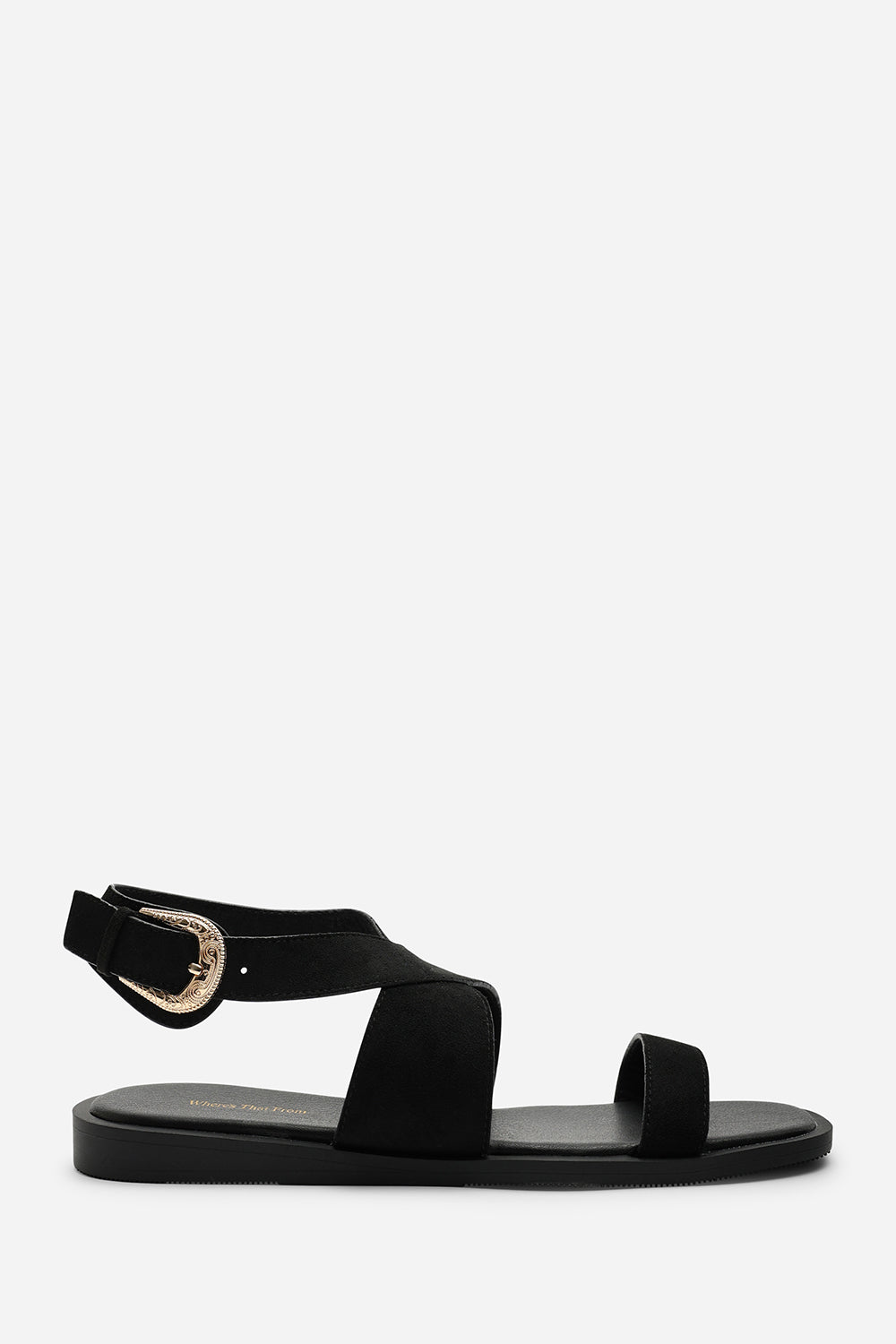 Black Canopy Cross Over Strap Sandal, Image 2 of 6