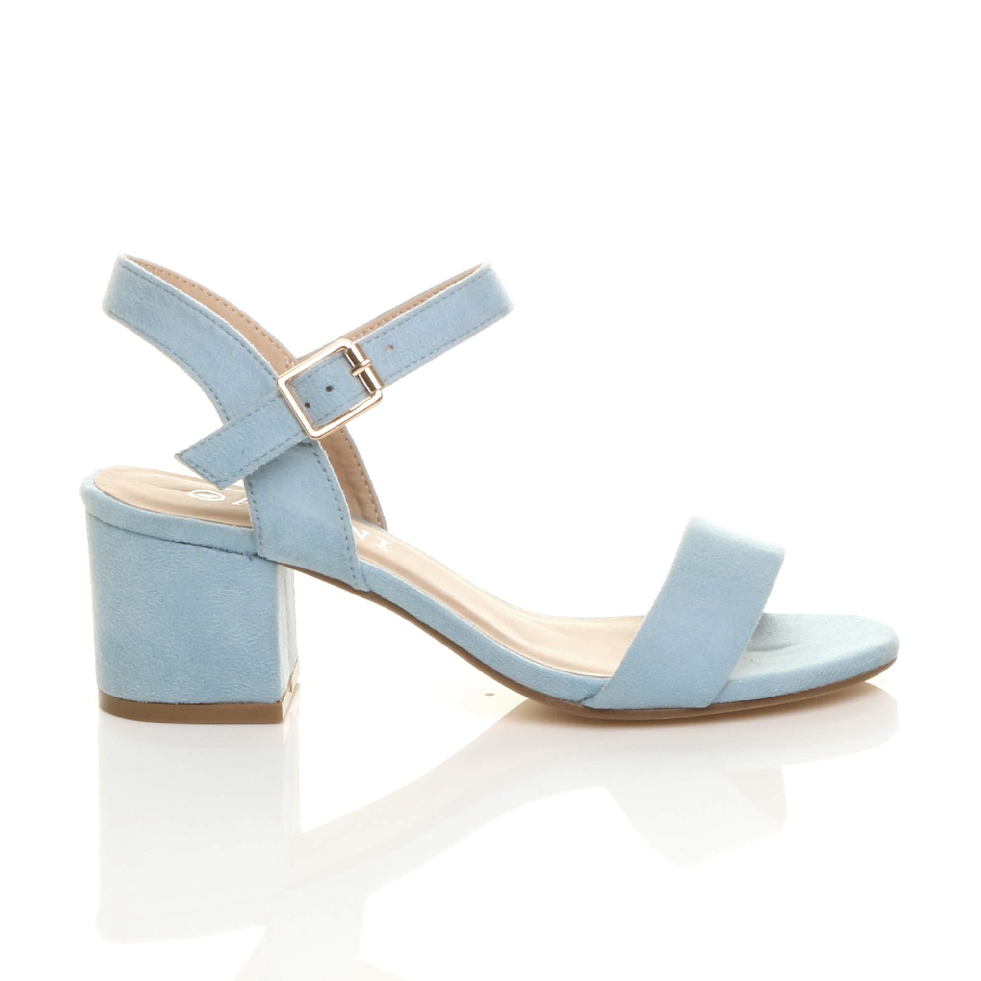 Light Blue AJVANI Light Blue Mid Block Heel Strappy Sandals, Image 2 of 5