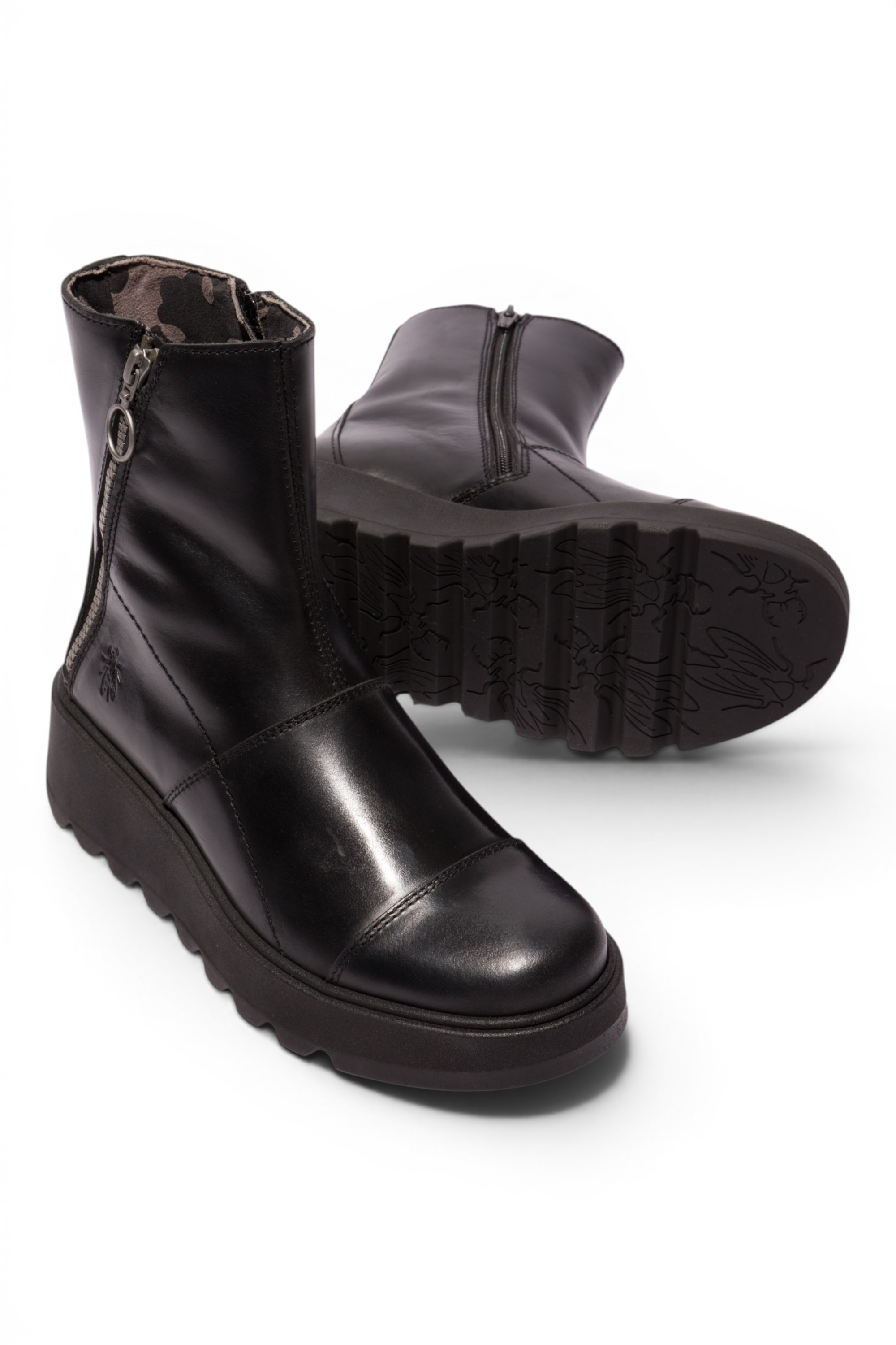 Black Womens Leather Platform Boots-TARP553FLY, Image 5 of 5