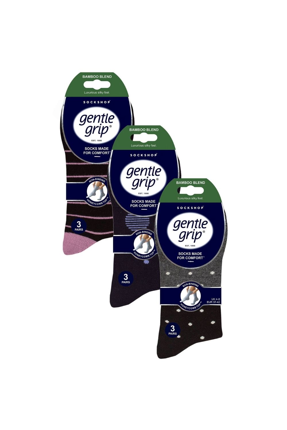 Black 9 Pairs NON ELASTIC Soft Bamboo Socks, Image 2 of 3