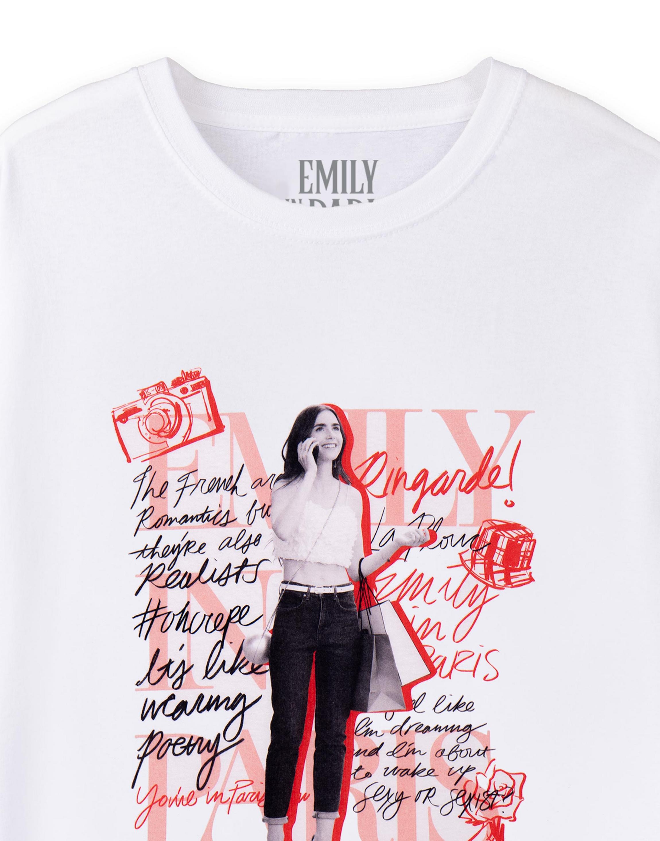 White Emily In Paris Mono Typography T-Shirt, Image 3 of 6