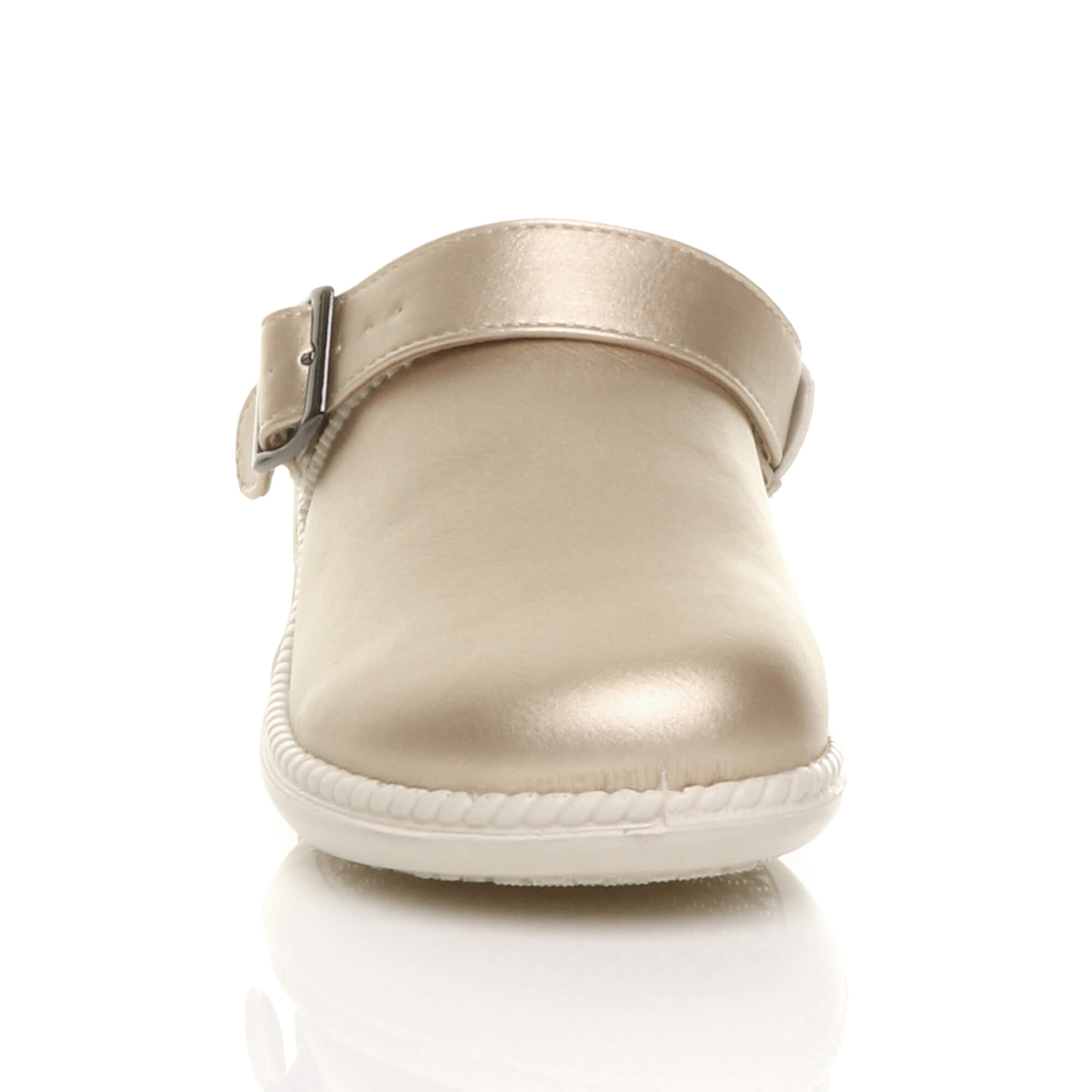 Gold AJVANI Gold Low Wedge Slingback Clogs Mules, Image 6 of 6