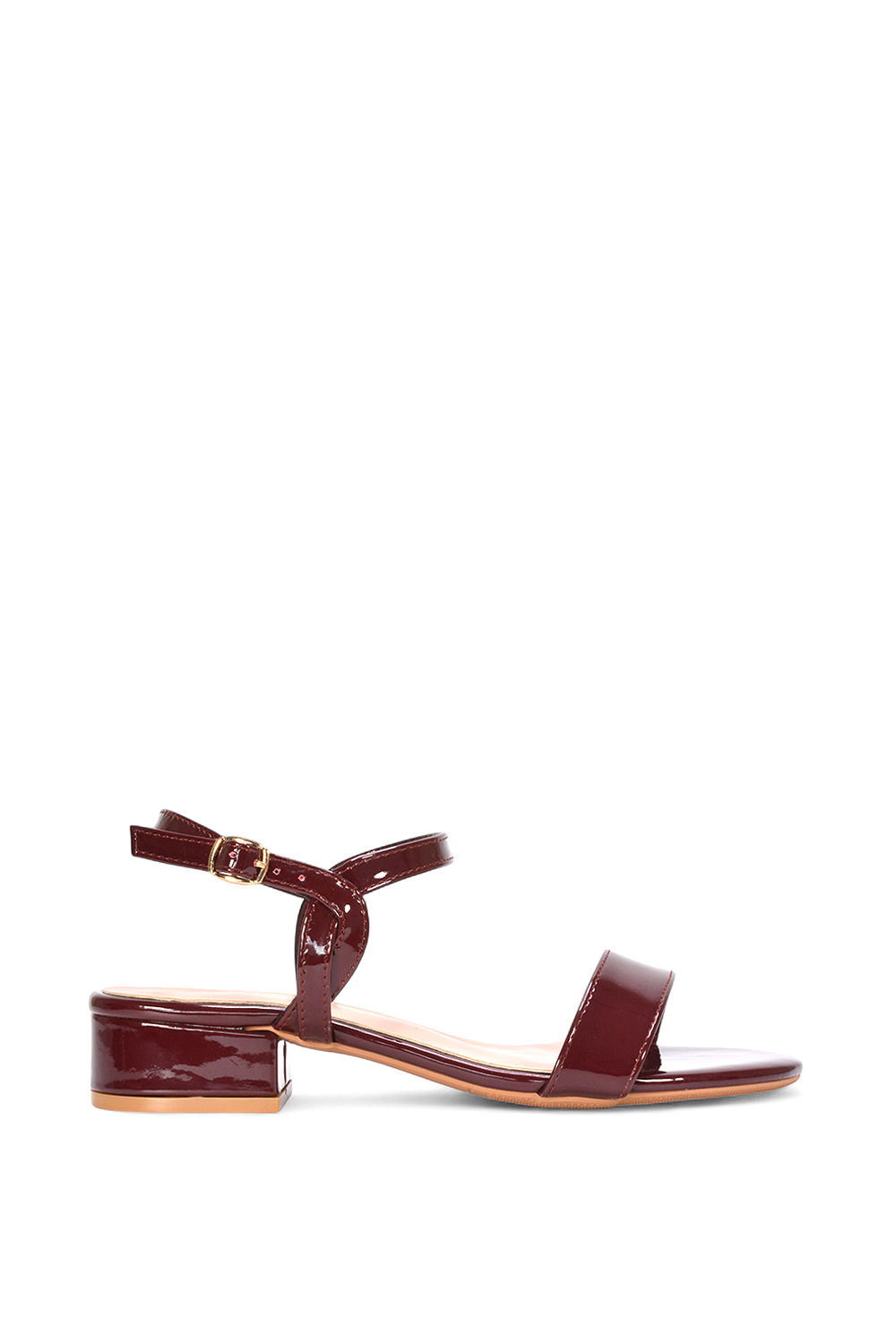 Black 'Moana' Strappy Low Block Heels With Ankle Strap