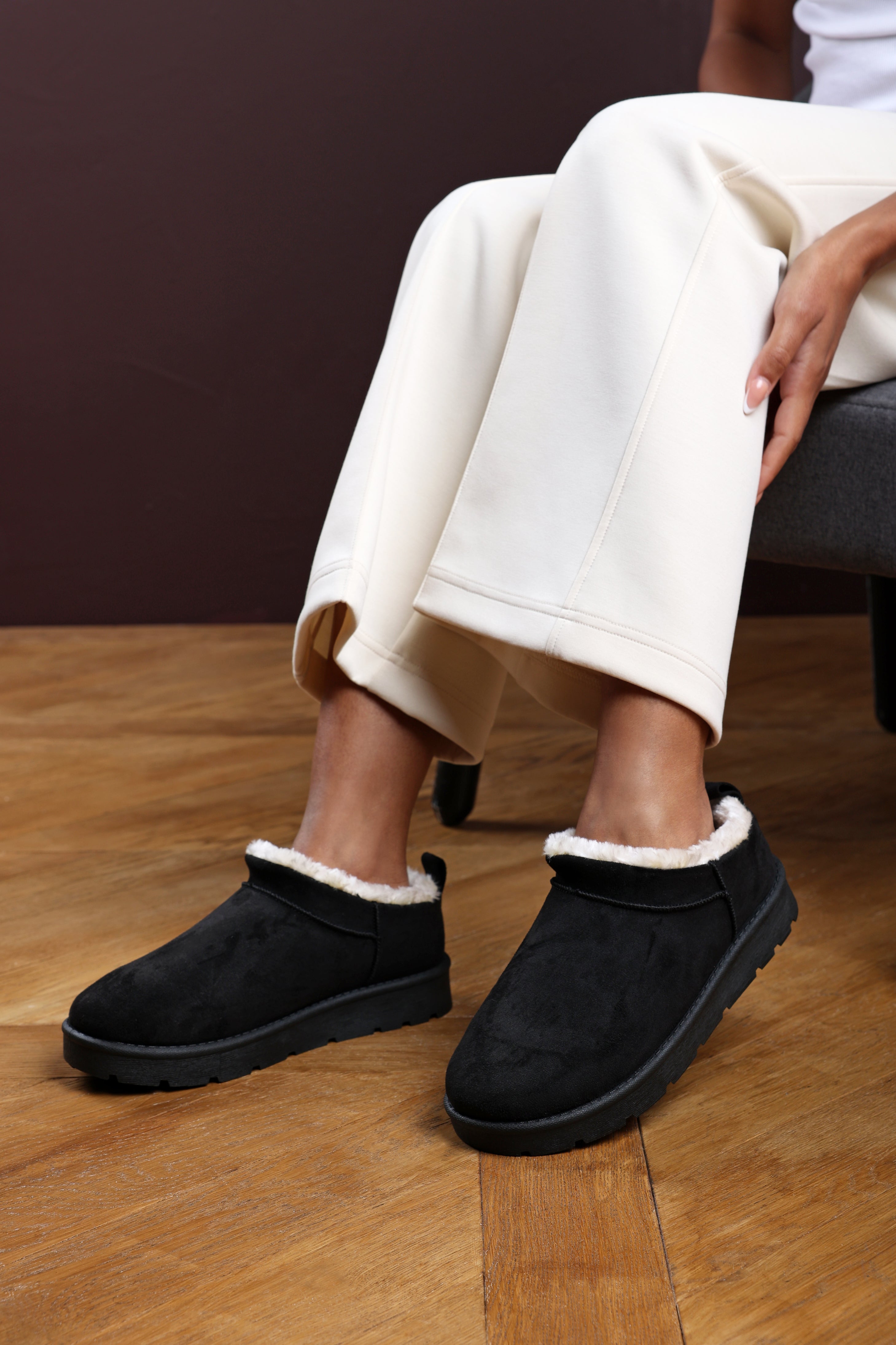 Black Saskia Cosy Fur Lined Micro Dipped Heel Boot, Image 1 of 1