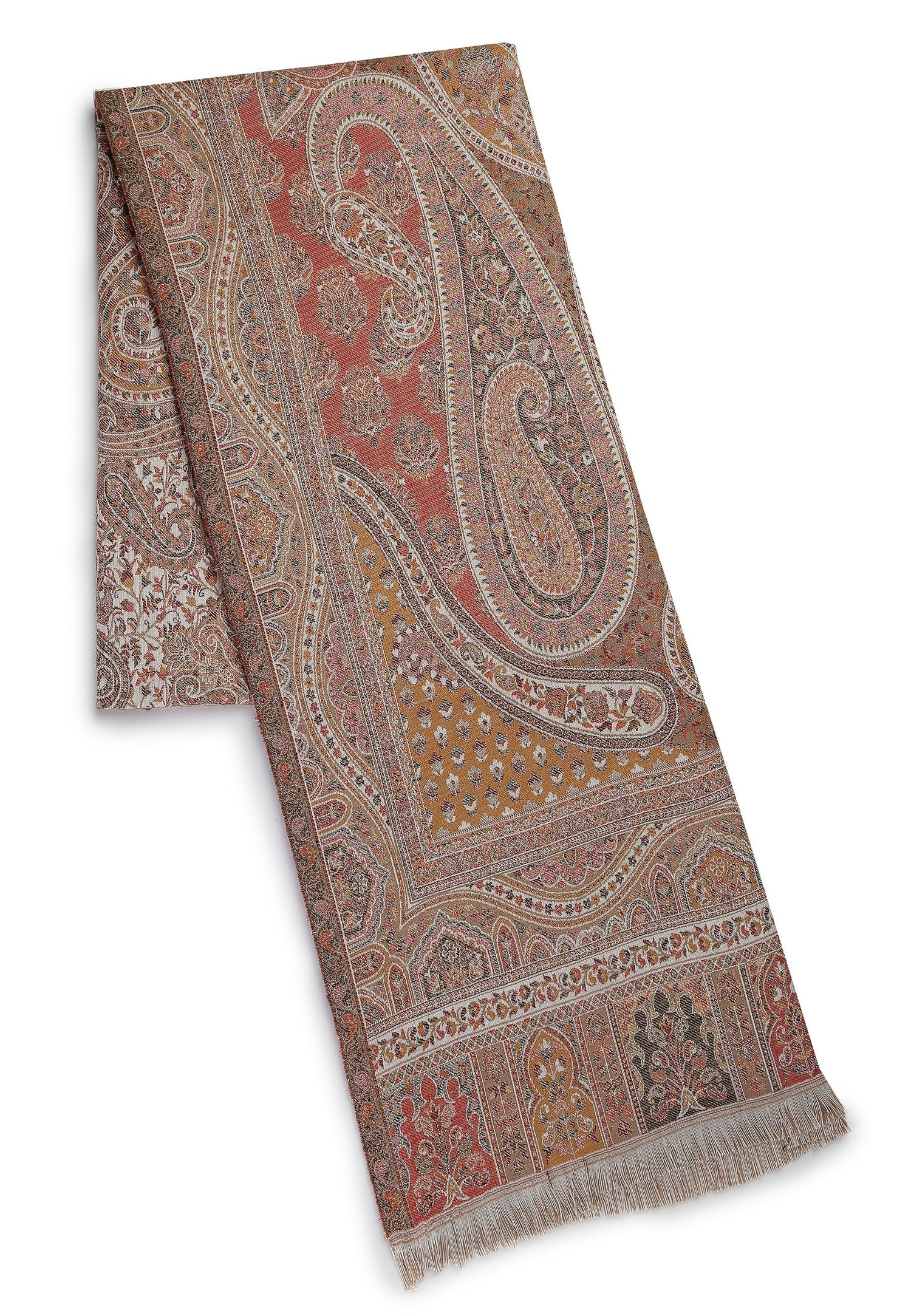 Multi Kashmiri Jamawar Scarf, Image 1 of 4