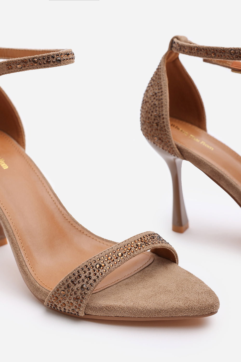 Camel 'Indira' Suede Sparkling Heeled Sandals, Image 5 of 6