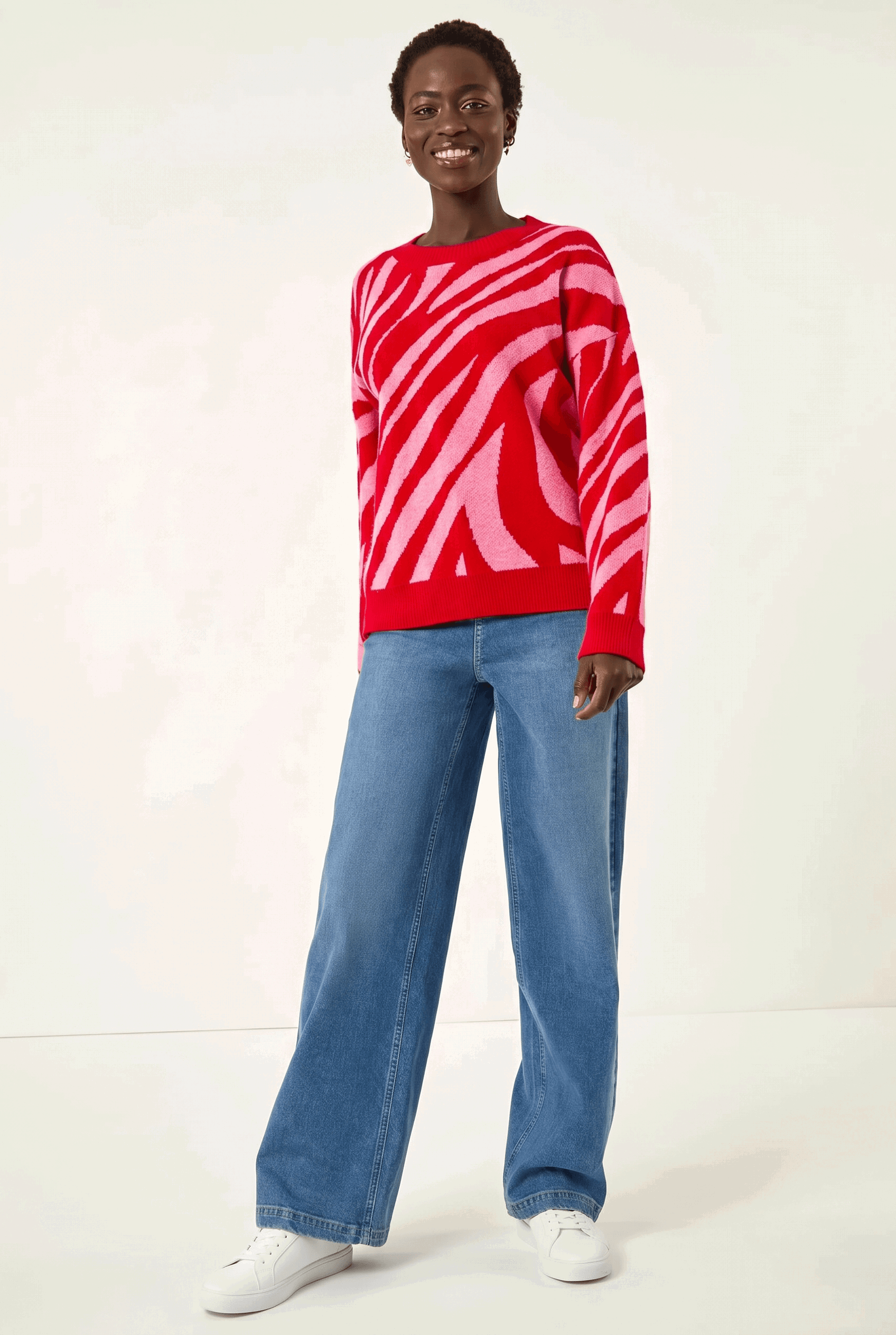 Red Colour Block Knit Jumper, Image 3 of 5