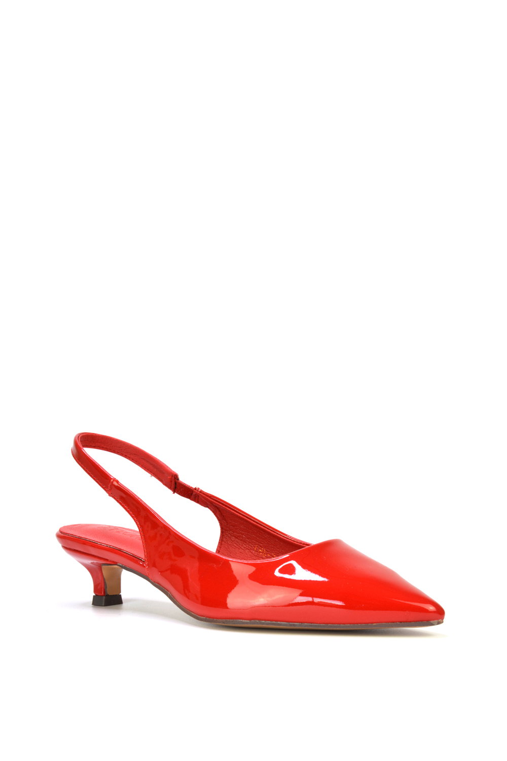 Red 'Jenny' Pointed Toe Low Kitten Heel Slingback Pumps, Image 2 of 5