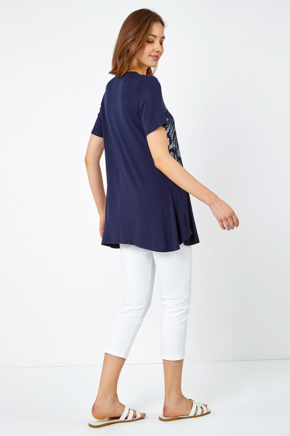 Navy Metallic Animal Print T-Shirt, Image 4 of 5