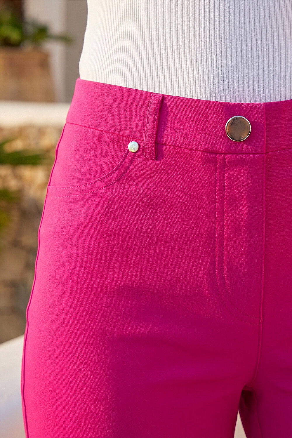 Cerise Turn Up Stretch Shorts, Image 5 of 4