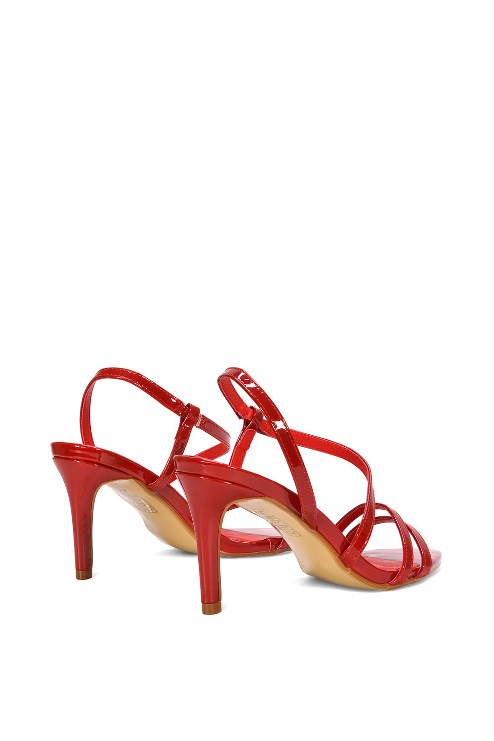 Red XY LONDON Red 'Theodora' Strappy Pointed Toe Stiletto Heel Sandal Shoes, Image 4 of 5