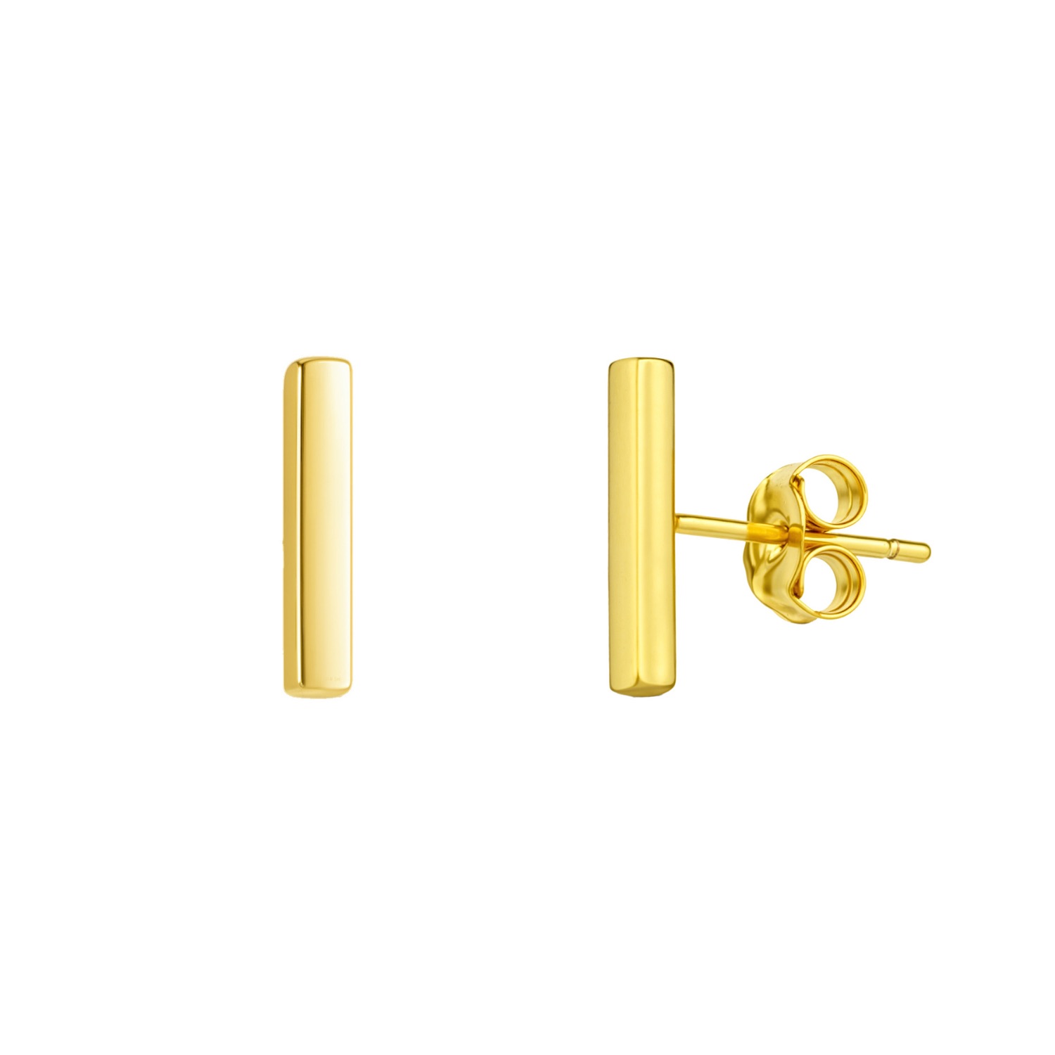 Gold Bar Stud Plain Earrings Sterling Silver, Image 1 of 1