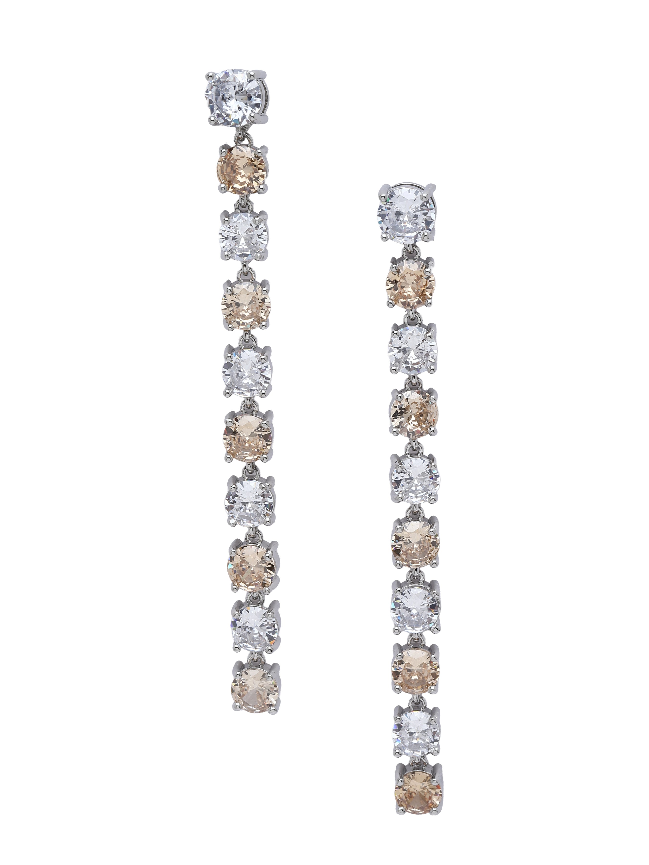 Purple Graduated Crystal Line Drop Earrings