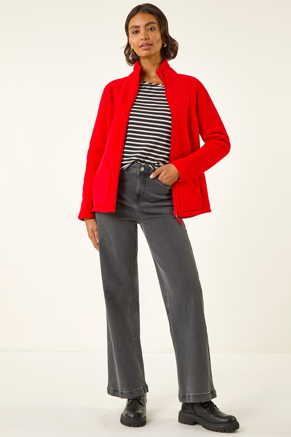 Red Reversible Fleece Zip Jacket, Image 1 of 6