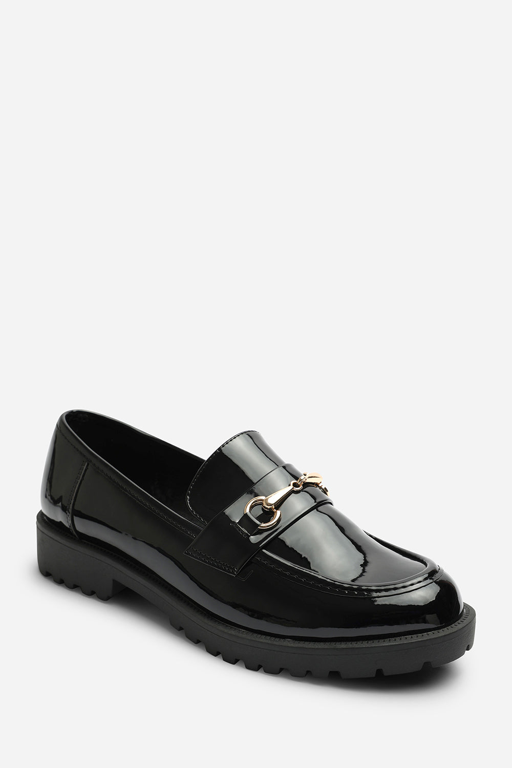 Black Aadhya Black Chunky Snaffle Trim Detail Loafers, Image 3 of 6