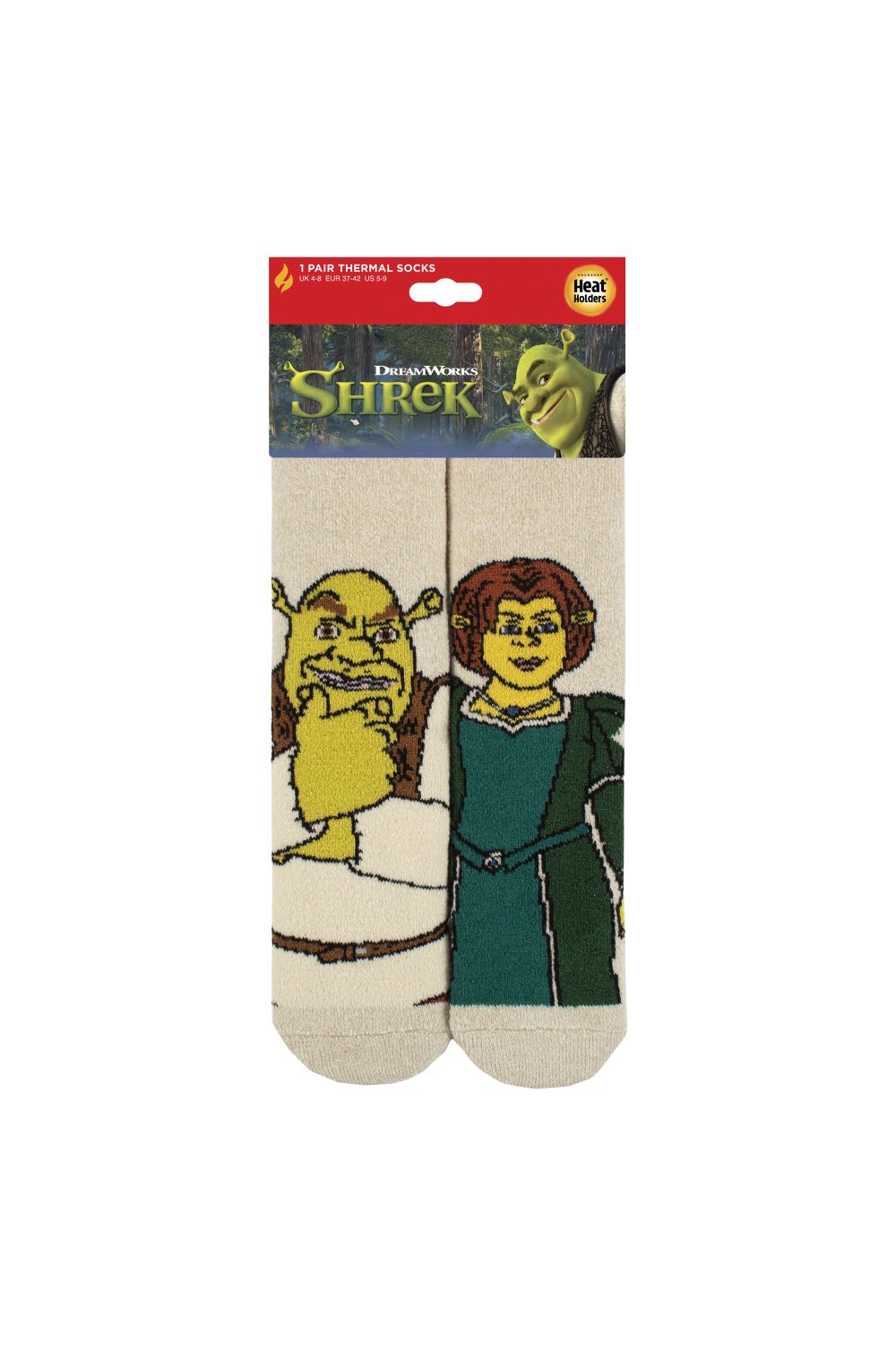Beige Ladies Thermal Shrek Patterned Socks with Soft Brushed Lining, Image 2 of 2