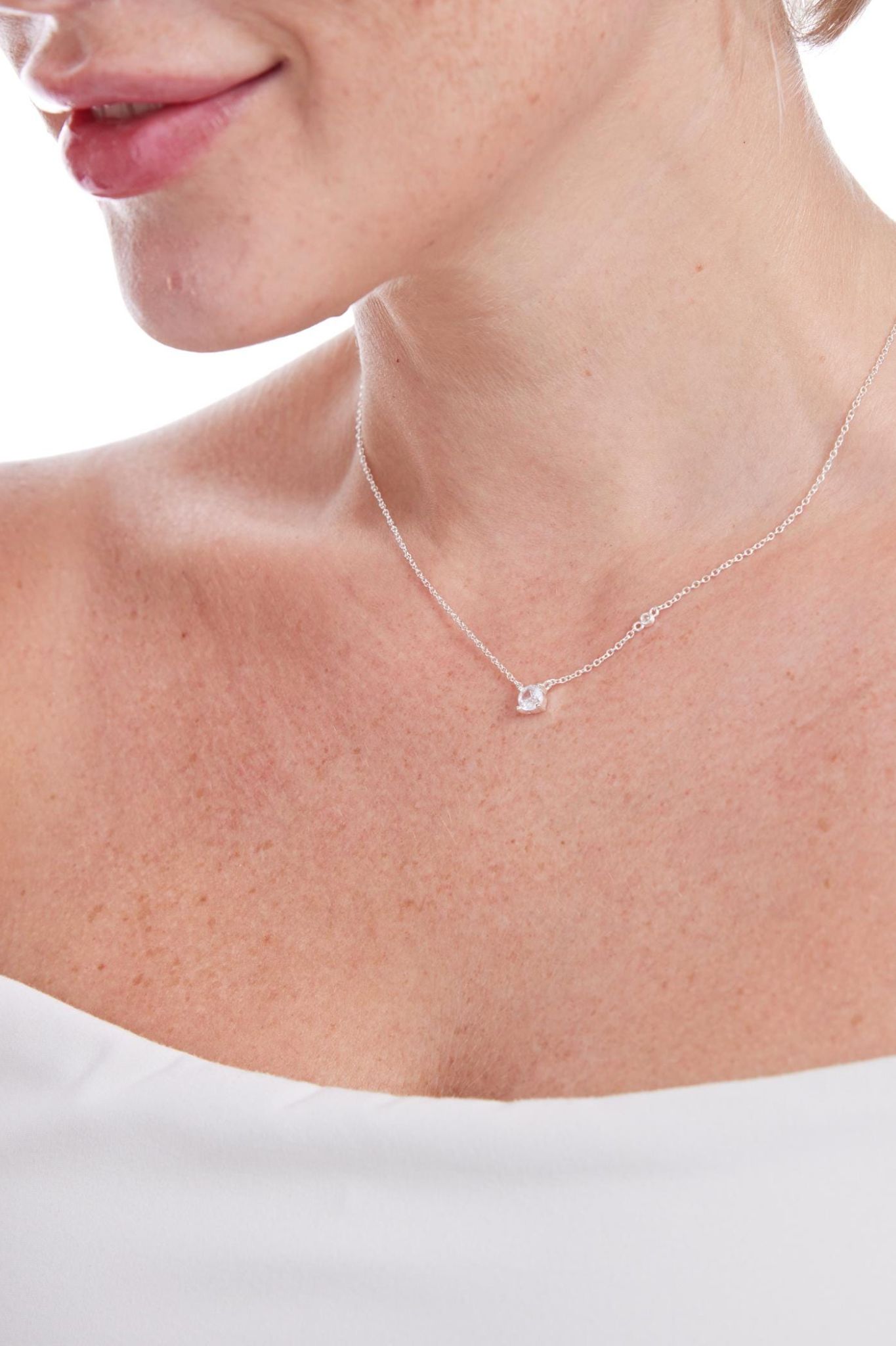 Silver Sterling Silver Asymmeti Sparkly CZ Necklace, Image 2 of 4