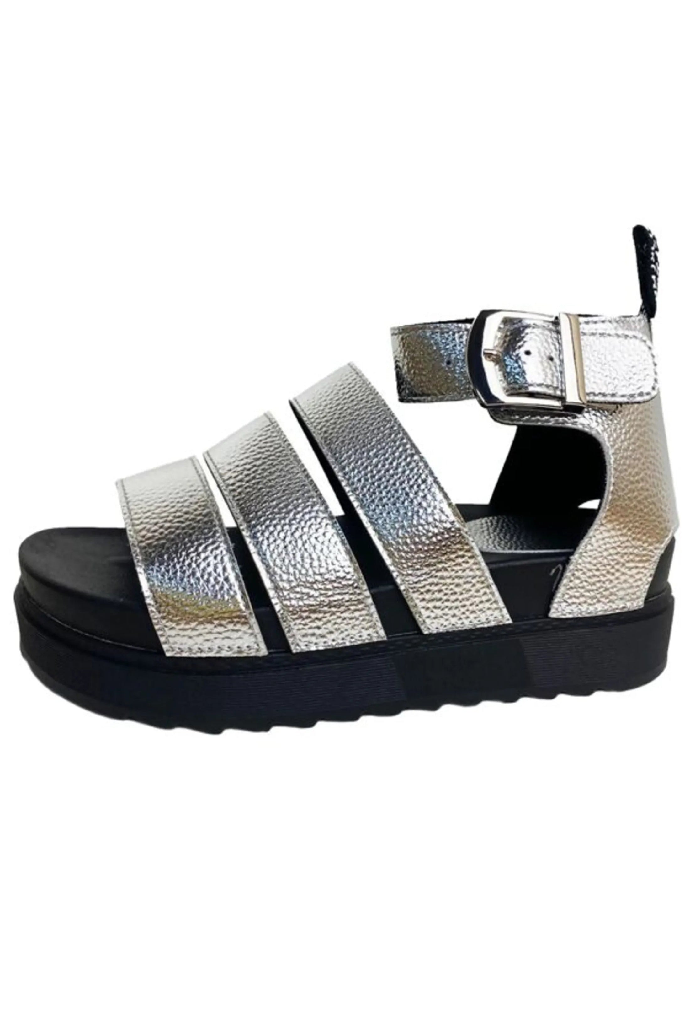 Black Gladiator Style Flat Sandals - Zarina