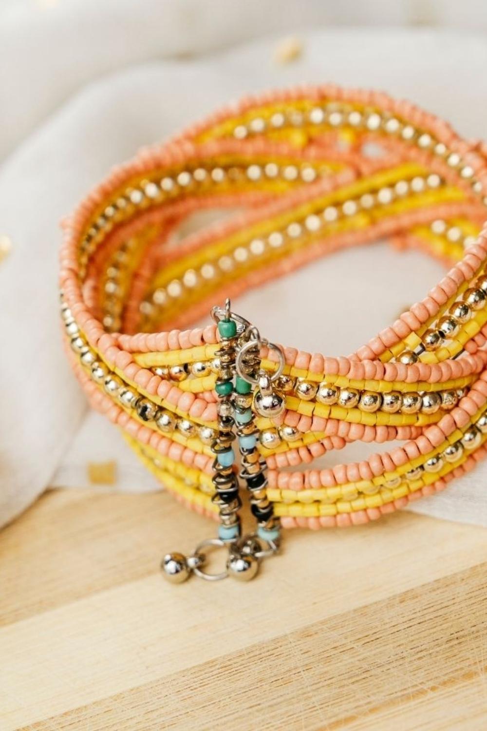 Orange Pearl Thick Open Cuff Kada Bangle, Image 2 of 2