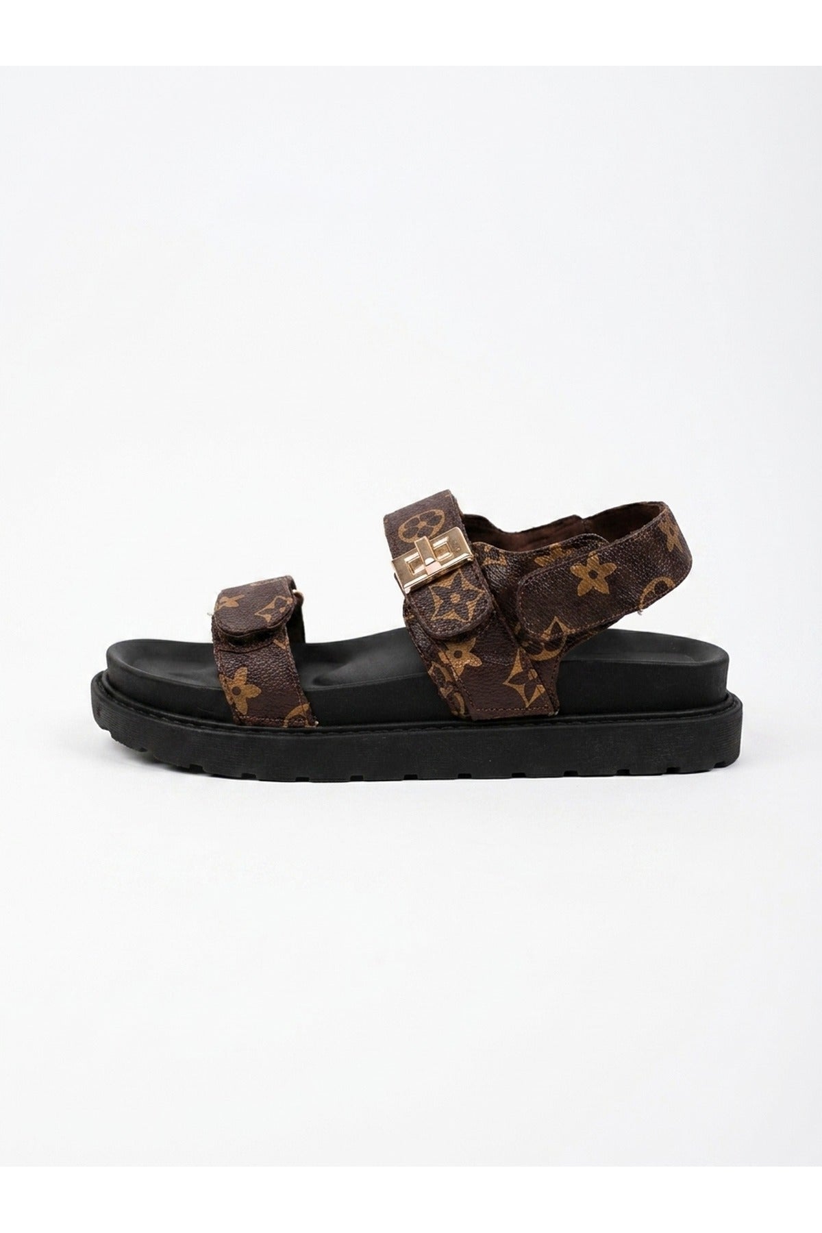 Brown iKrush Brown Saoirse Geometric Print Flatform Sandals, Image 1 of 5